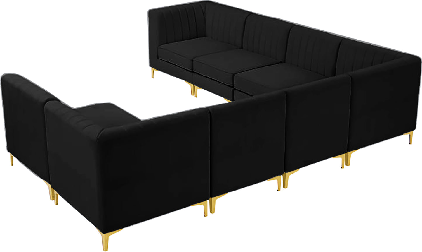 julia black velvet modular sectional sec8a