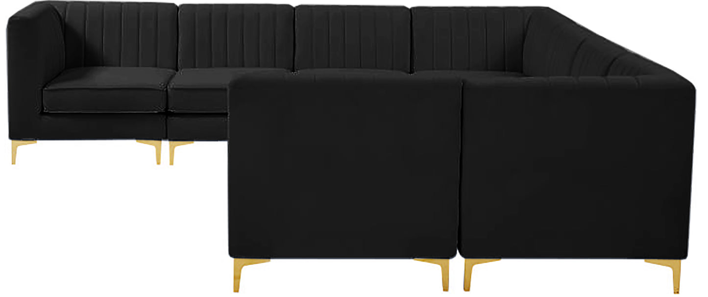 julia black velvet modular sectional sec8a