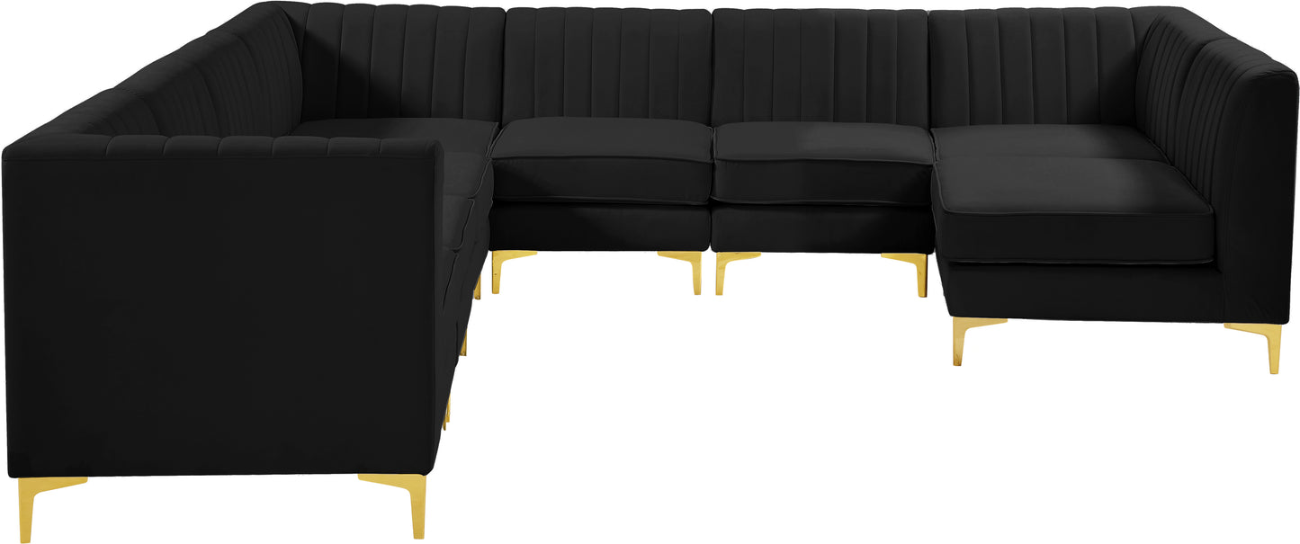 julia black velvet modular sectional sec8a