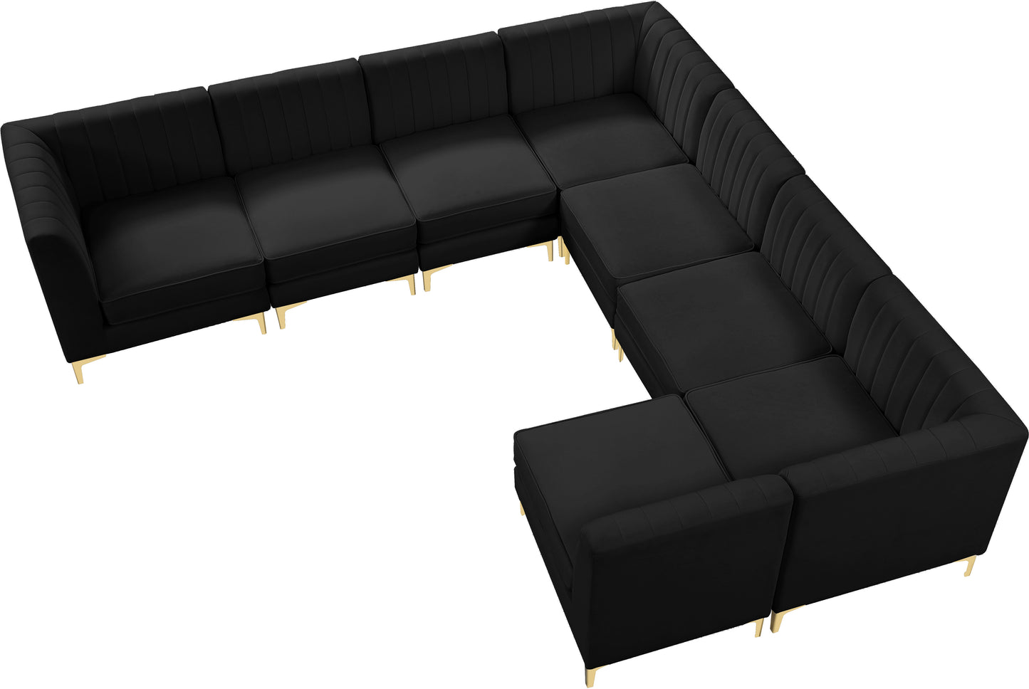 julia black velvet modular sectional sec8a