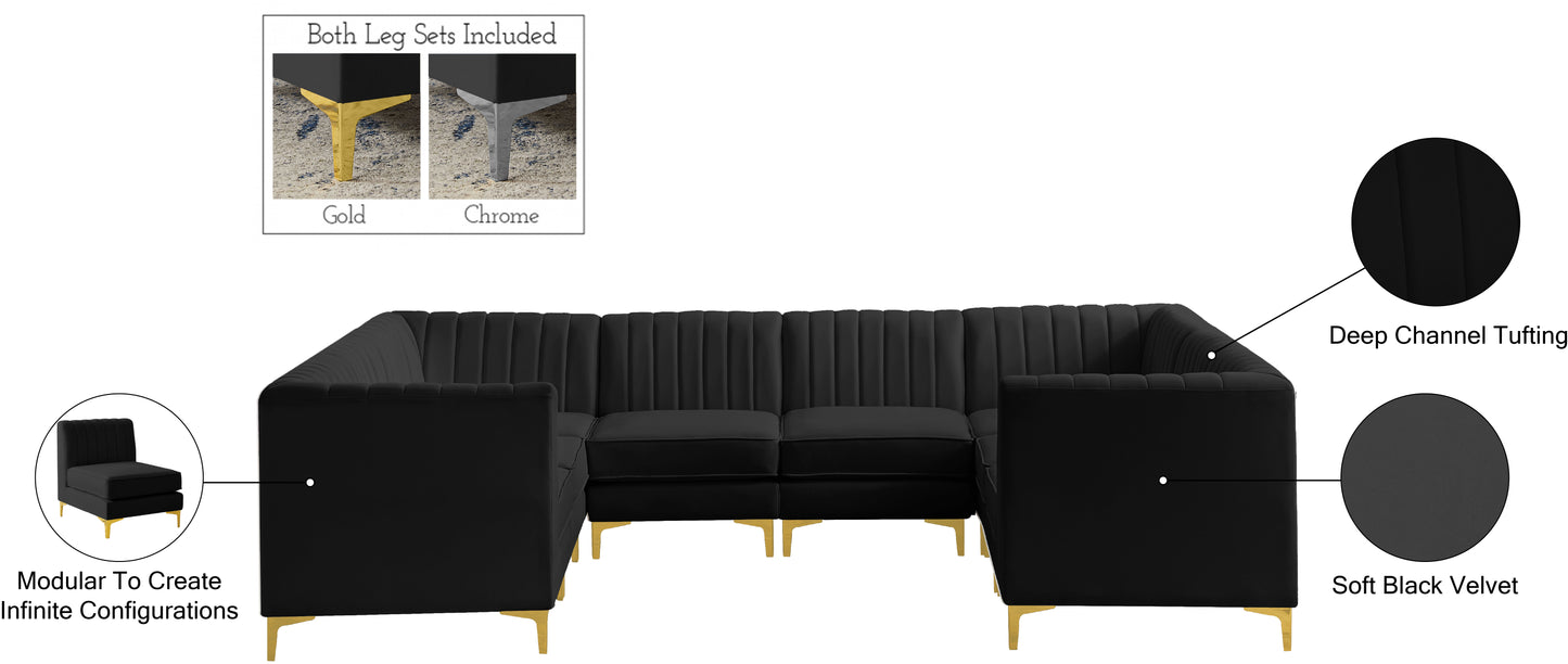 julia black velvet modular sectional sec8b