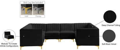 Julia Black Velvet Modular Sectional Sec8B