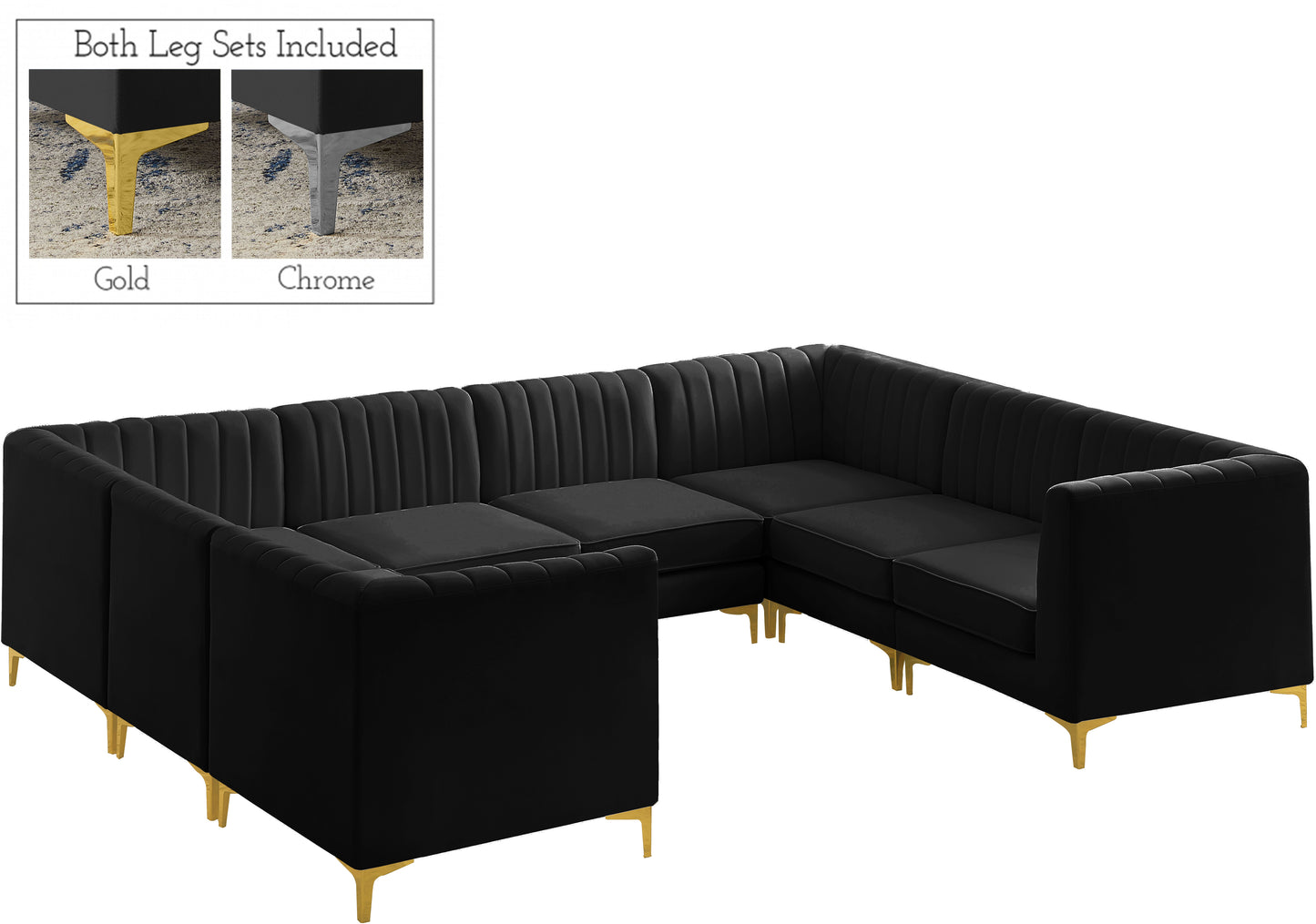 julia black velvet modular sectional sec8b