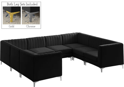 Julia Black Velvet Modular Sectional Sec8B