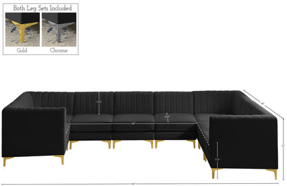 Julia Black Velvet Modular Sectional Sec8C