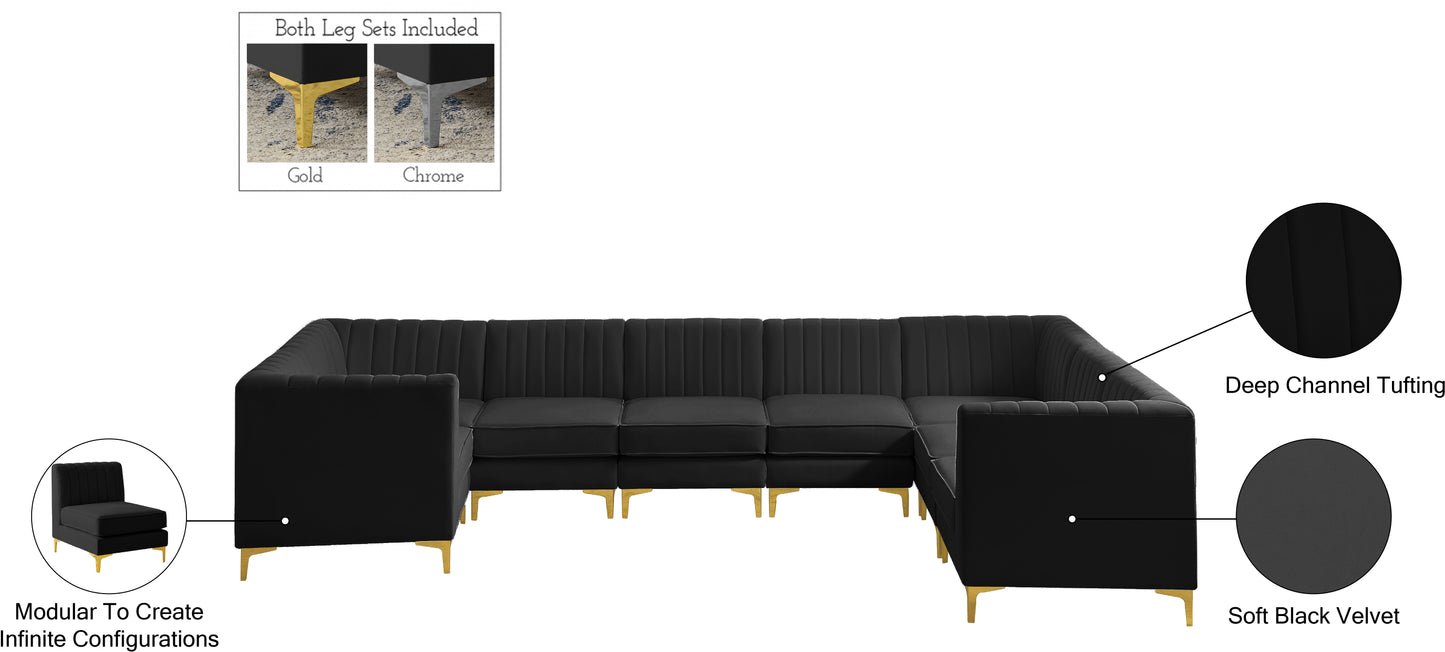 julia black velvet modular sectional sec8c