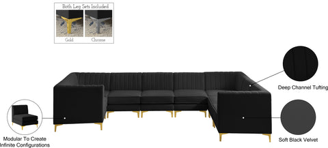 Julia Black Velvet Modular Sectional Sec8C
