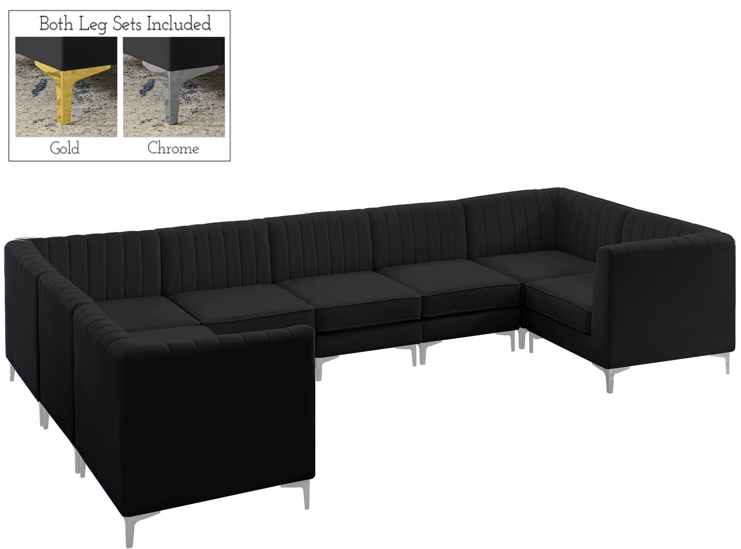 julia black velvet modular sectional sec8c