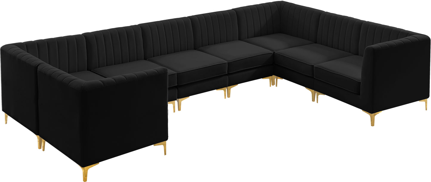 julia black velvet modular sectional sec8c