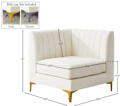 Julia Cream Velvet Corner Chair Corner
