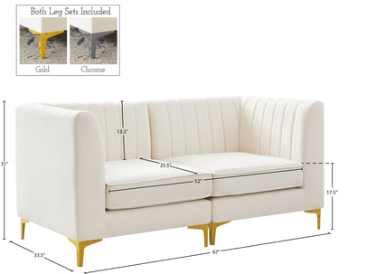 Julia Cream Velvet Modular Sofa S67