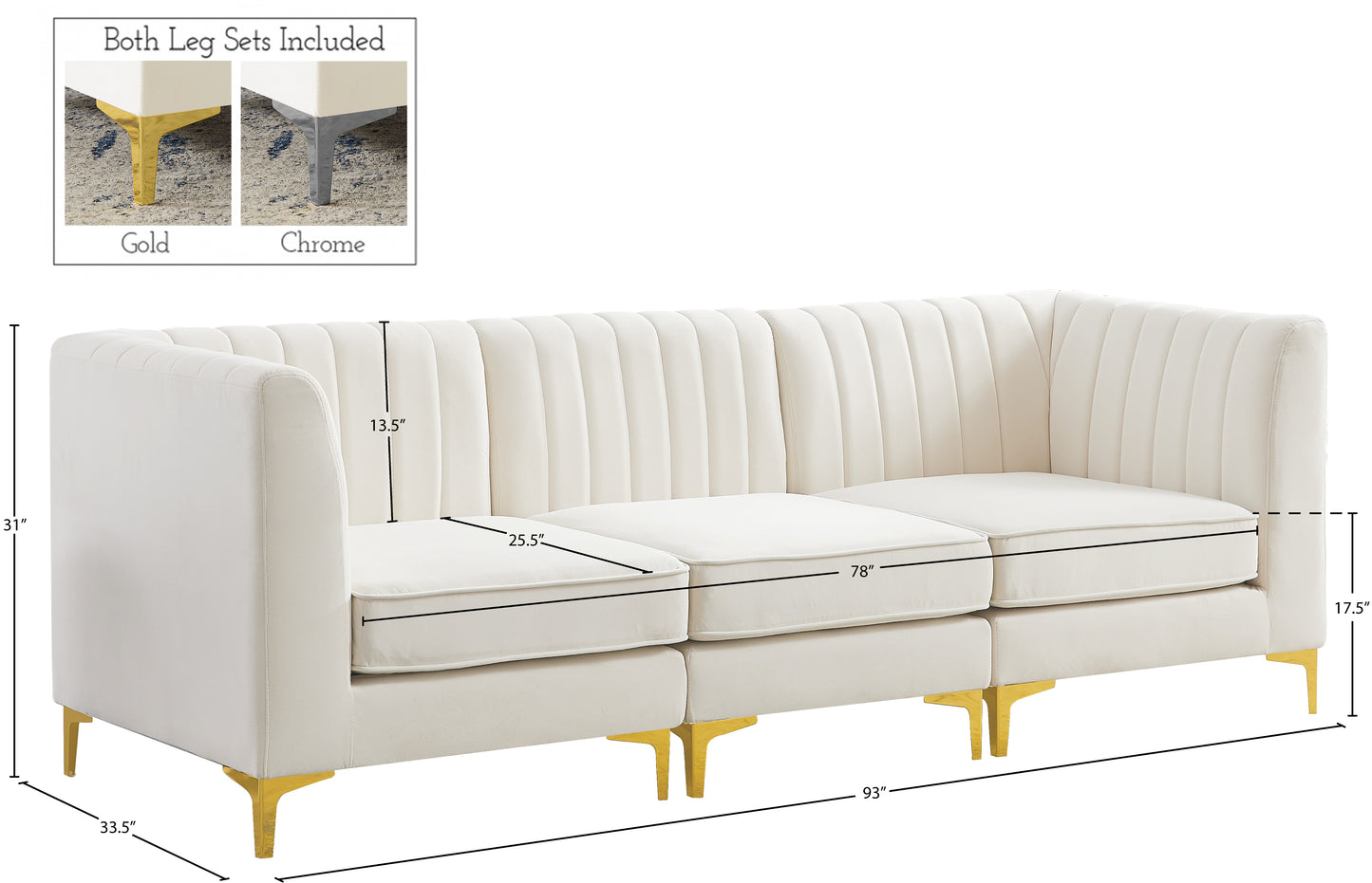 julia cream velvet modular sofa s93