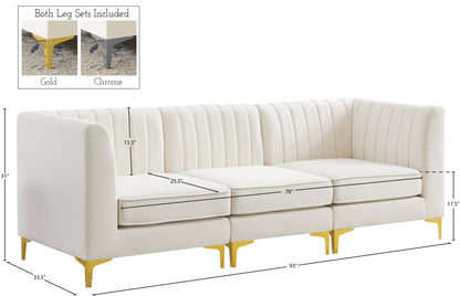 Julia Cream Velvet Modular Sofa S93