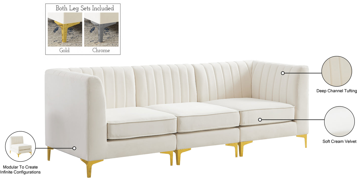 julia cream velvet modular sofa s93