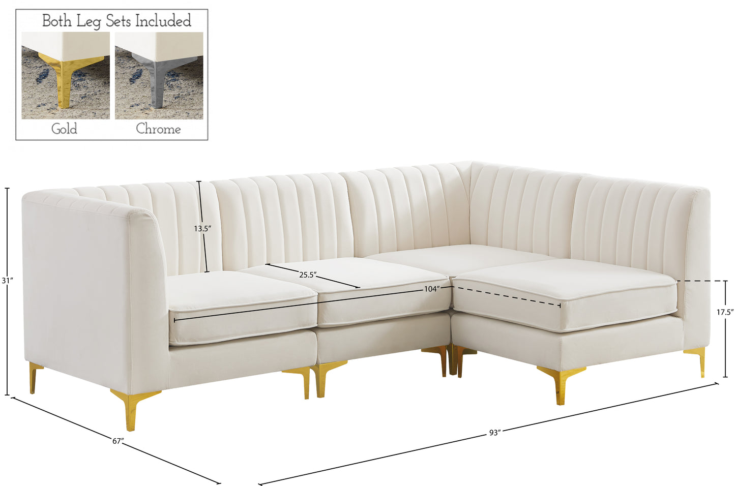 julia cream velvet modular sectional sec4a