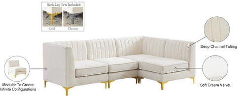 Julia Cream Velvet Modular Sectional Sec4A