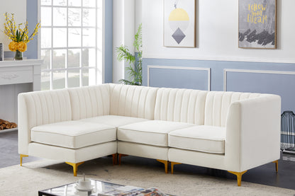 Julia Cream Velvet Modular Sectional Sec4A