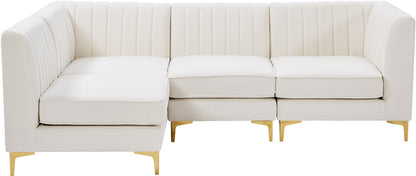 Julia Cream Velvet Modular Sectional Sec4A