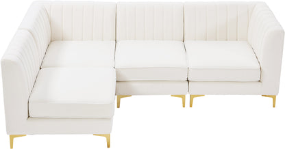 Julia Cream Velvet Modular Sectional Sec4A