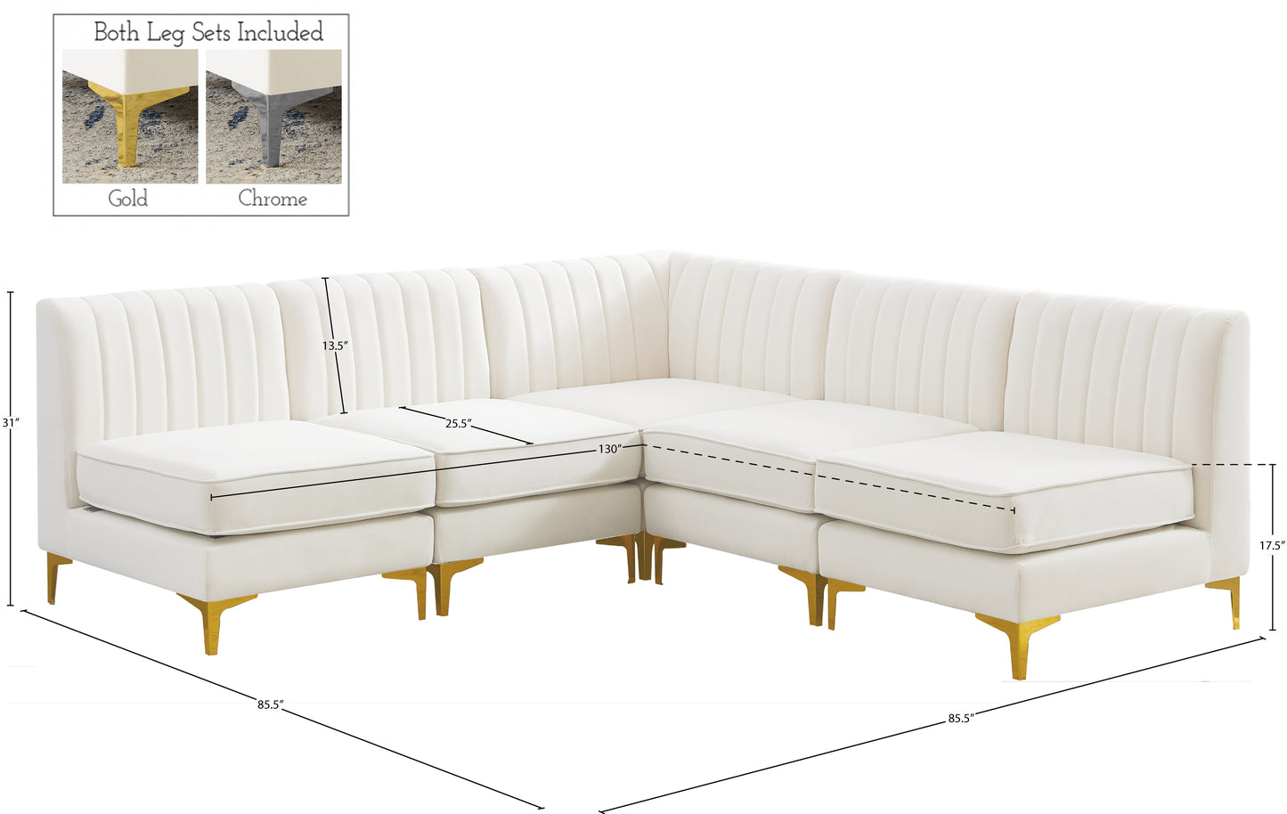 julia cream velvet modular sectional sec5a