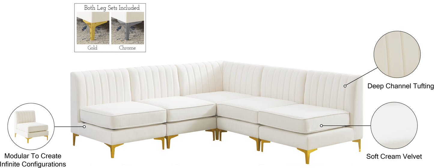 julia cream velvet modular sectional sec5a