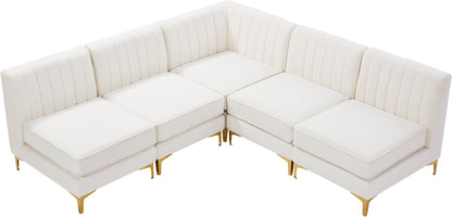 Julia Cream Velvet Modular Sectional Sec5A