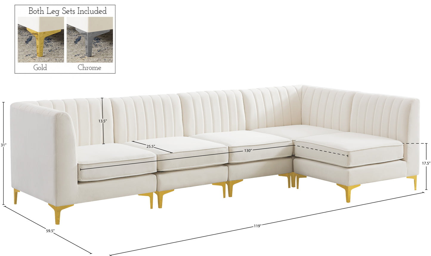 julia cream velvet modular sectional sec5b