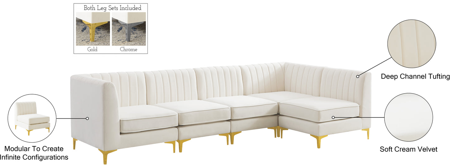 julia cream velvet modular sectional sec5b