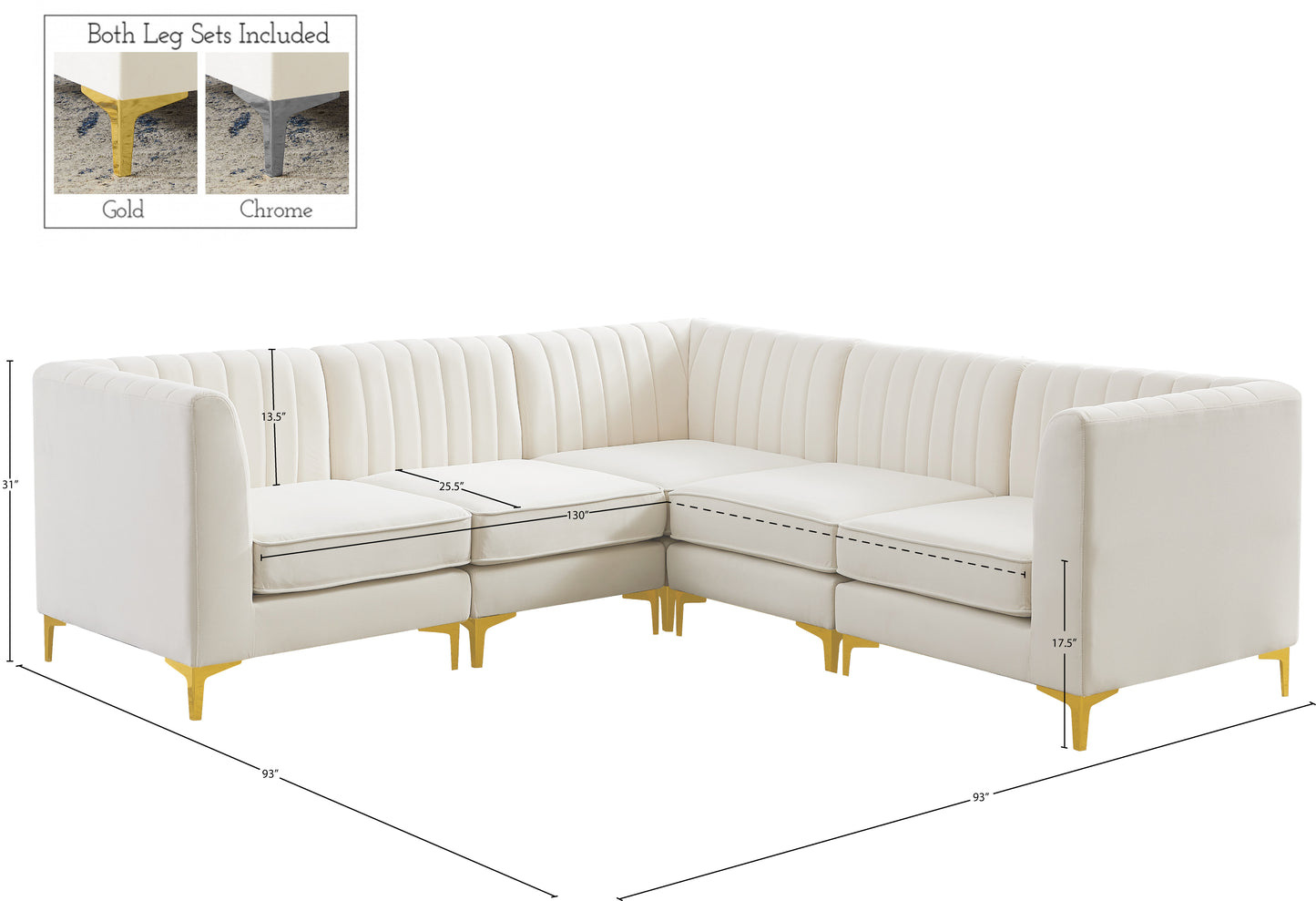 julia cream velvet modular sectional sec5c