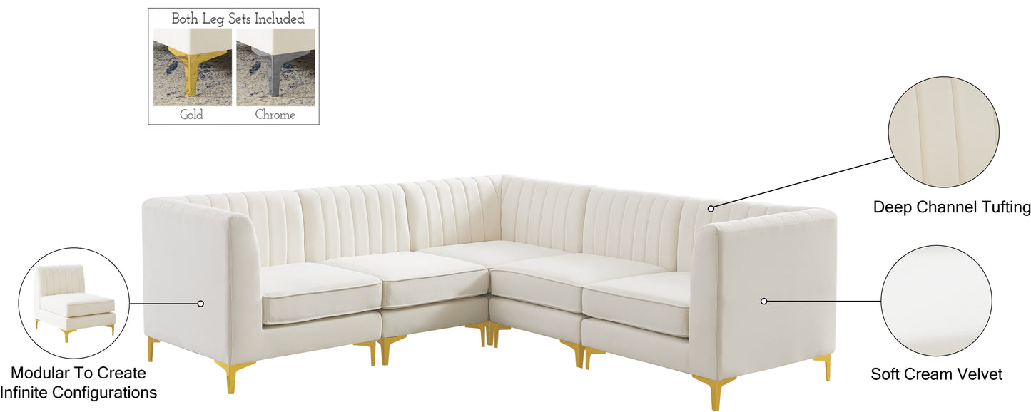 julia cream velvet modular sectional sec5c