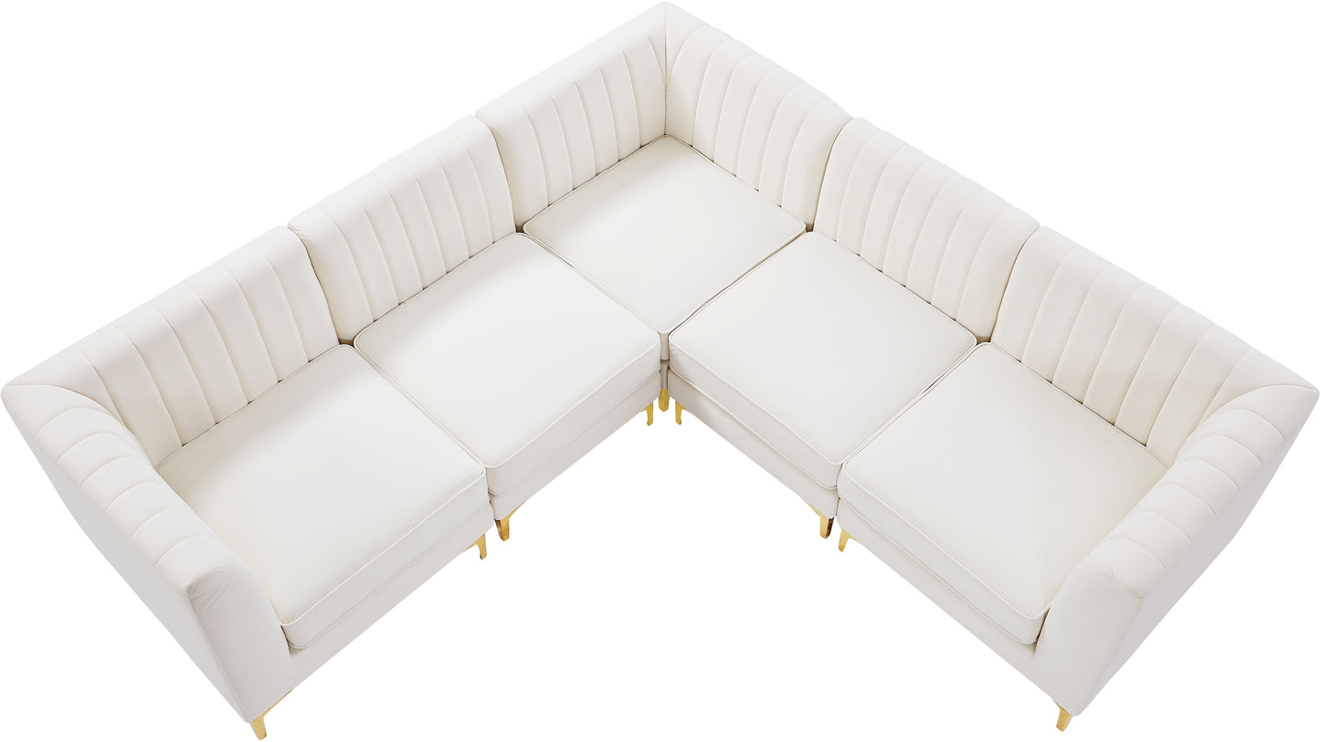 julia cream velvet modular sectional sec5c