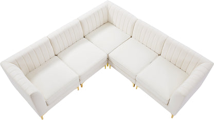 Julia Cream Velvet Modular Sectional Sec5C