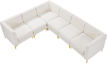 Julia Cream Velvet Modular Sectional Sec6A