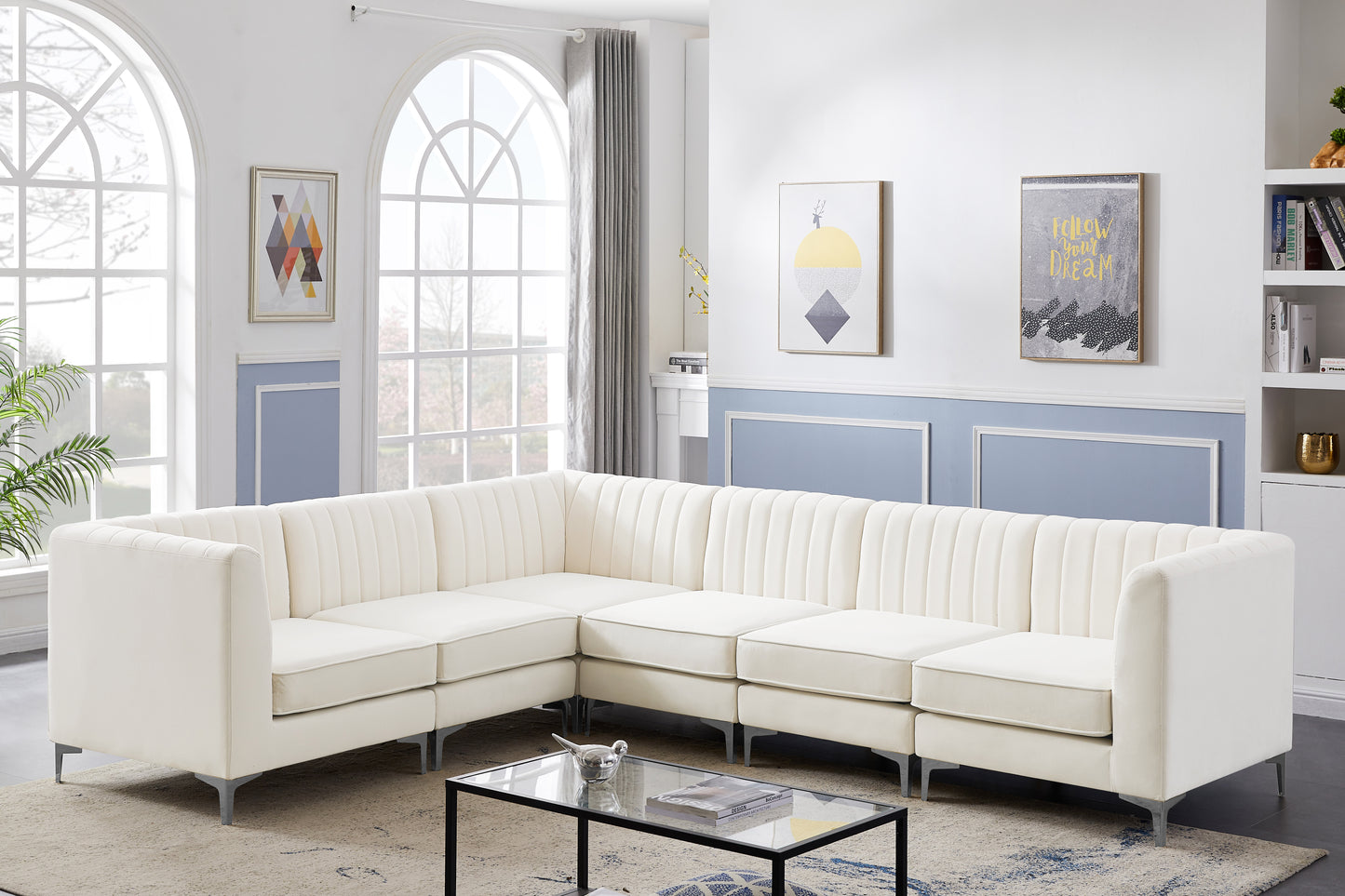 julia cream velvet modular sectional sec6a