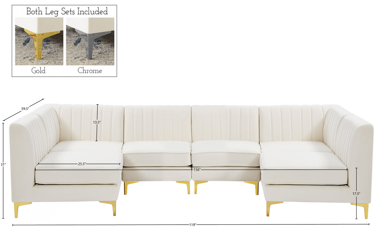 julia cream velvet modular sectional sec6b