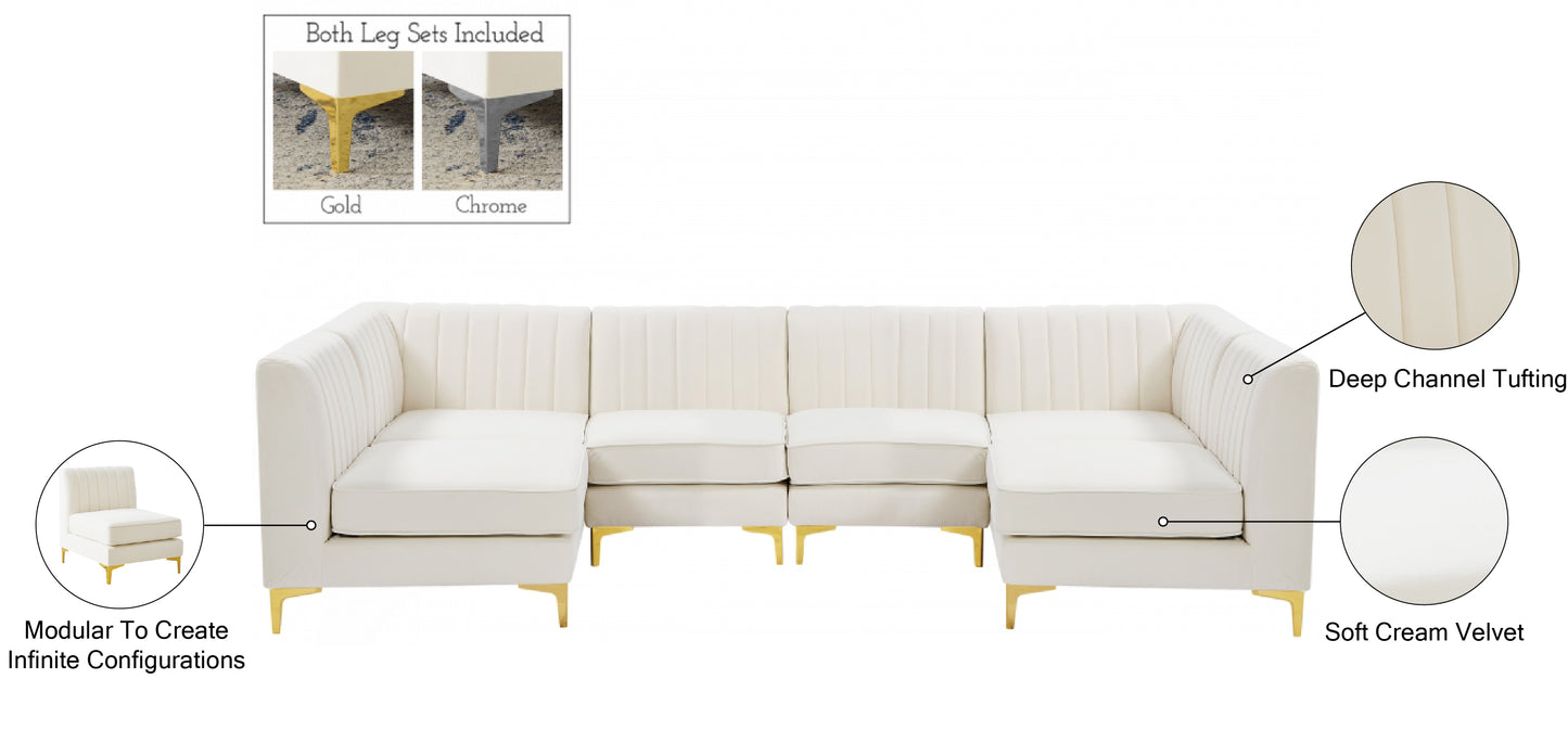 julia cream velvet modular sectional sec6b