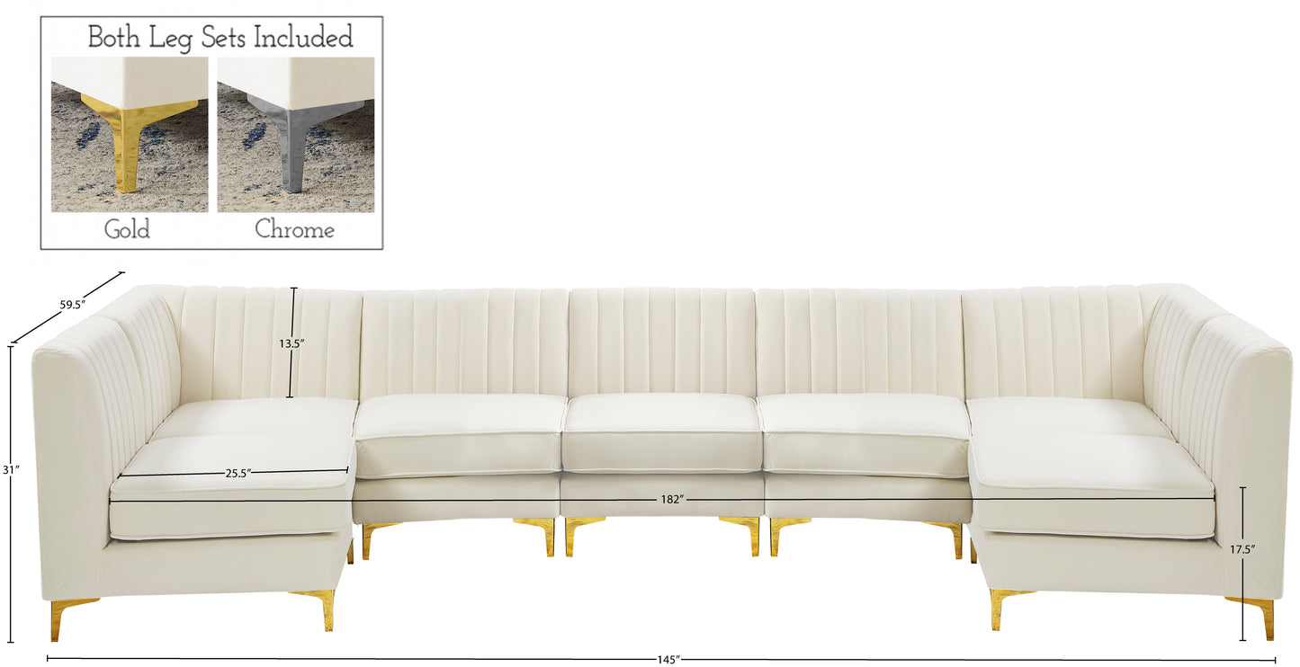 julia cream velvet modular sectional sec7a