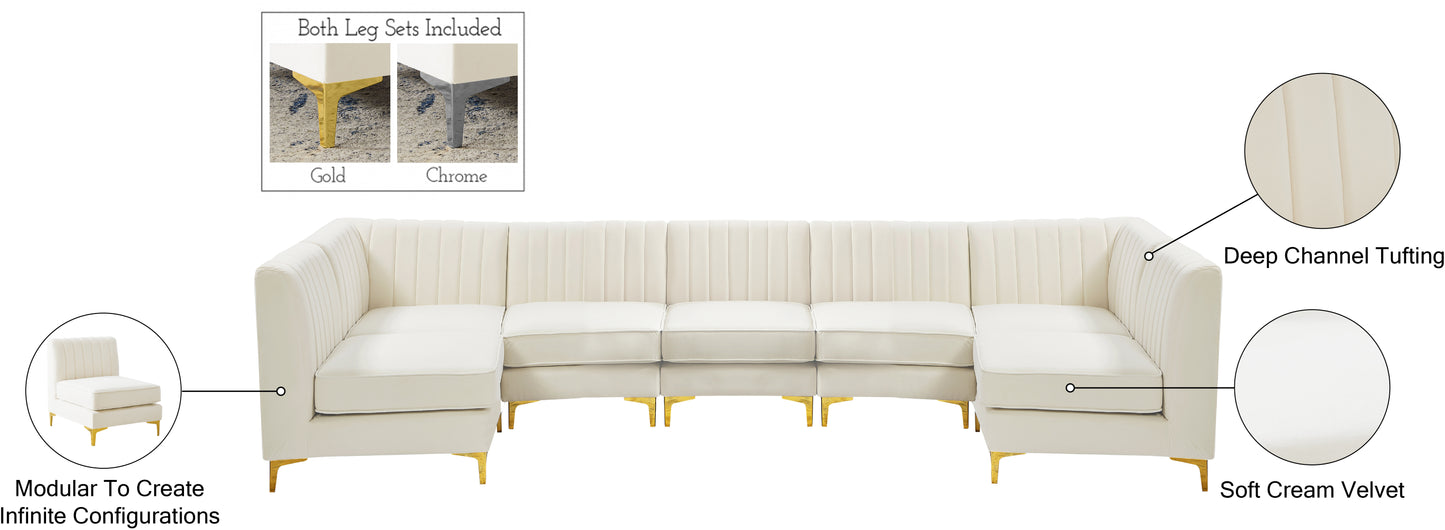 julia cream velvet modular sectional sec7a