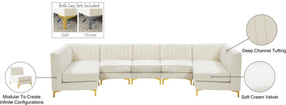 Julia Cream Velvet Modular Sectional Sec7A