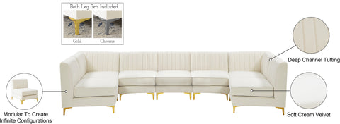 Julia Cream Velvet Modular Sectional Sec7A