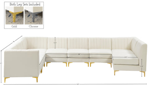 Julia Cream Velvet Modular Sectional Sec8A