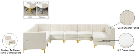 Julia Cream Velvet Modular Sectional Sec8A
