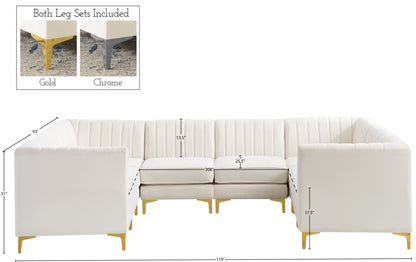 Julia Cream Velvet Modular Sectional Sec8B