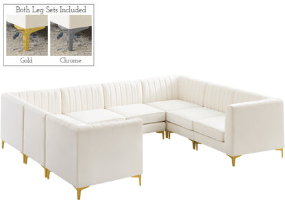 Julia Cream Velvet Modular Sectional Sec8B