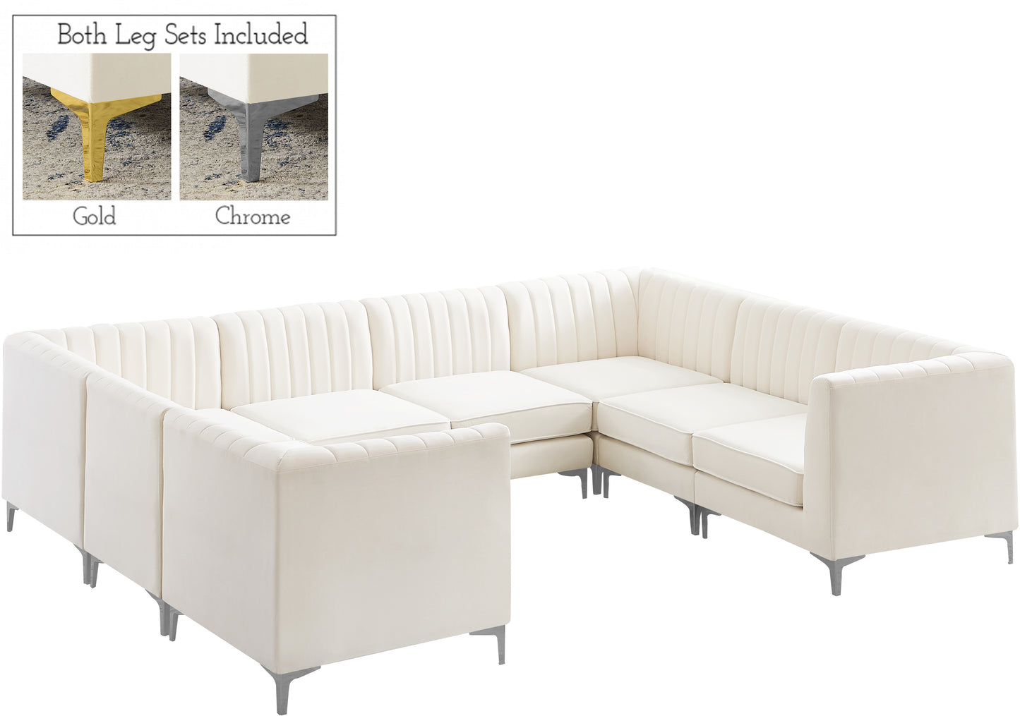 julia cream velvet modular sectional sec8b