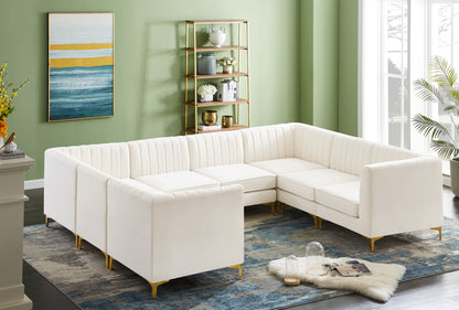 Julia Cream Velvet Modular Sectional Sec8B