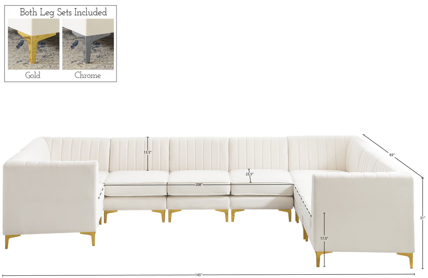 julia cream velvet modular sectional sec8c