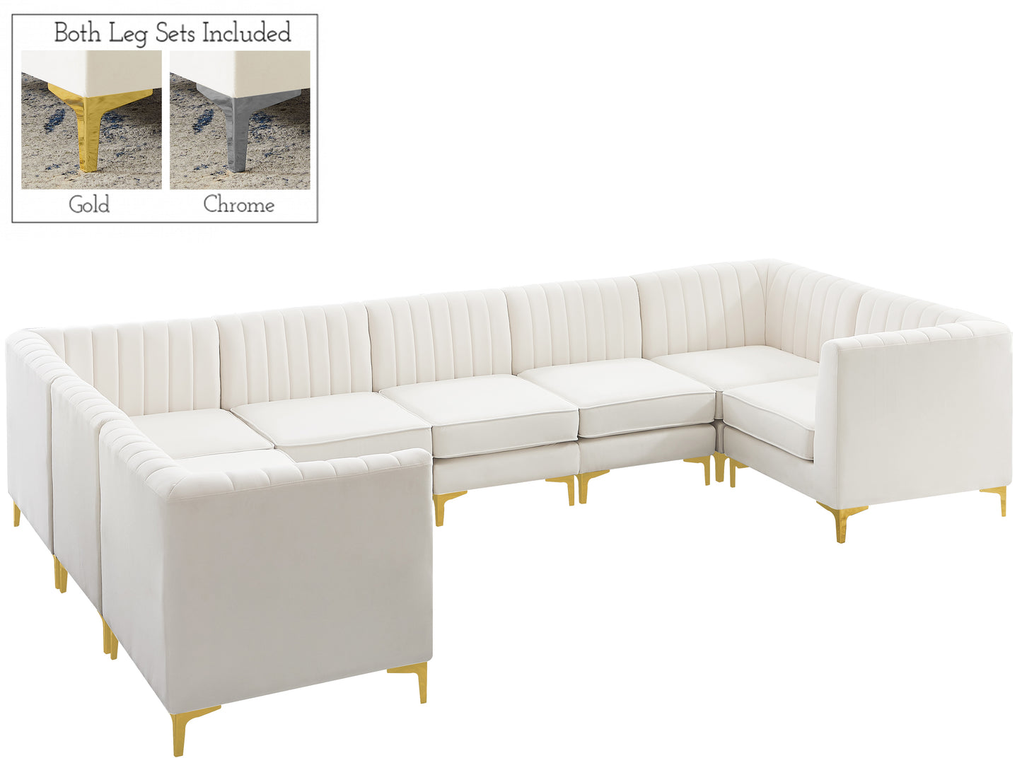 julia cream velvet modular sectional sec8c