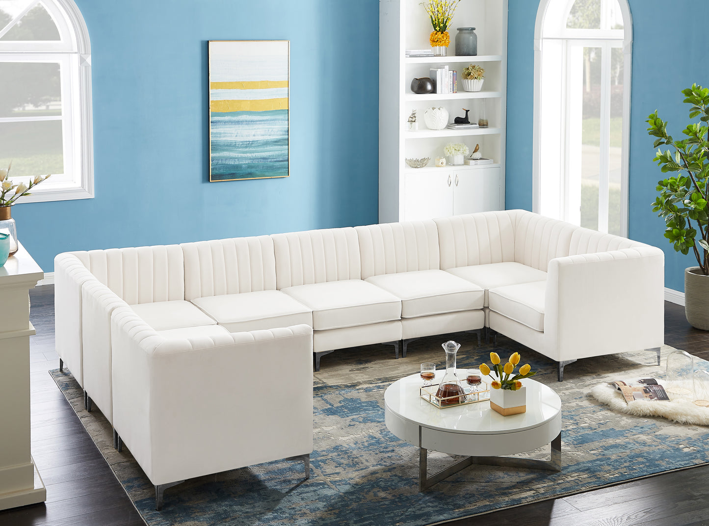 julia cream velvet modular sectional sec8c