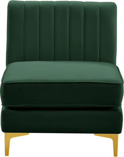 Julia Green Velvet Armless Chair Armless